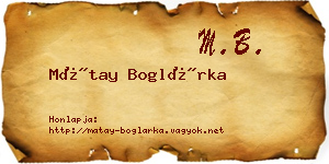 Mátay Boglárka névjegykártya